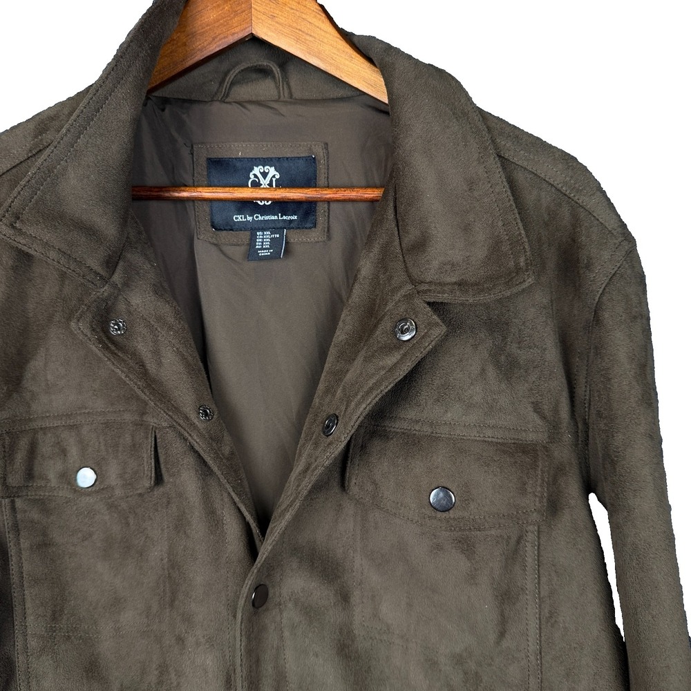 CXL‎ by Christian Lacroix Faux Suede Jacket Mens XXL Brown Full Snap Utility